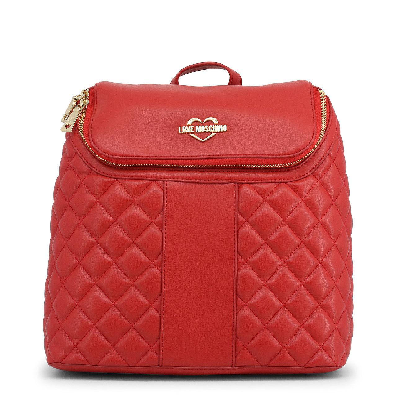 Moschino Love Red Backpack — Luxury Synthetic Leather Textile Bag for Women.